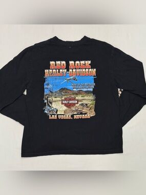 Y2K Harley Davidson Red Rock Las Vegas Long Sleeve Tee Adult Small -Medium